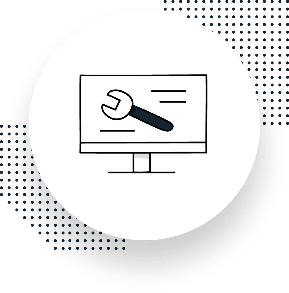 Monitor with picture of wrench